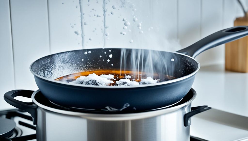 clean burnt saucepan with dishwasher tablet