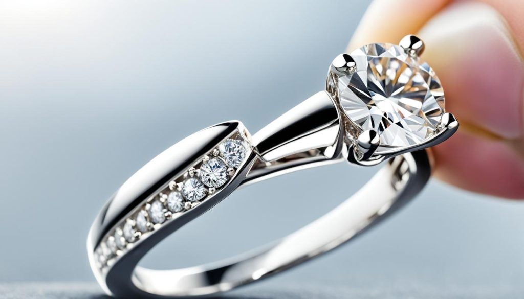 clean white gold diamond ring at home