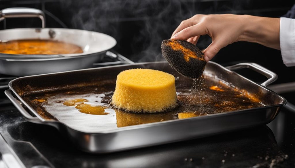 how to clean stainless steel pans with burnt-on stains
