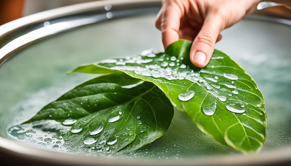 cleaning plant leaves with soap and water