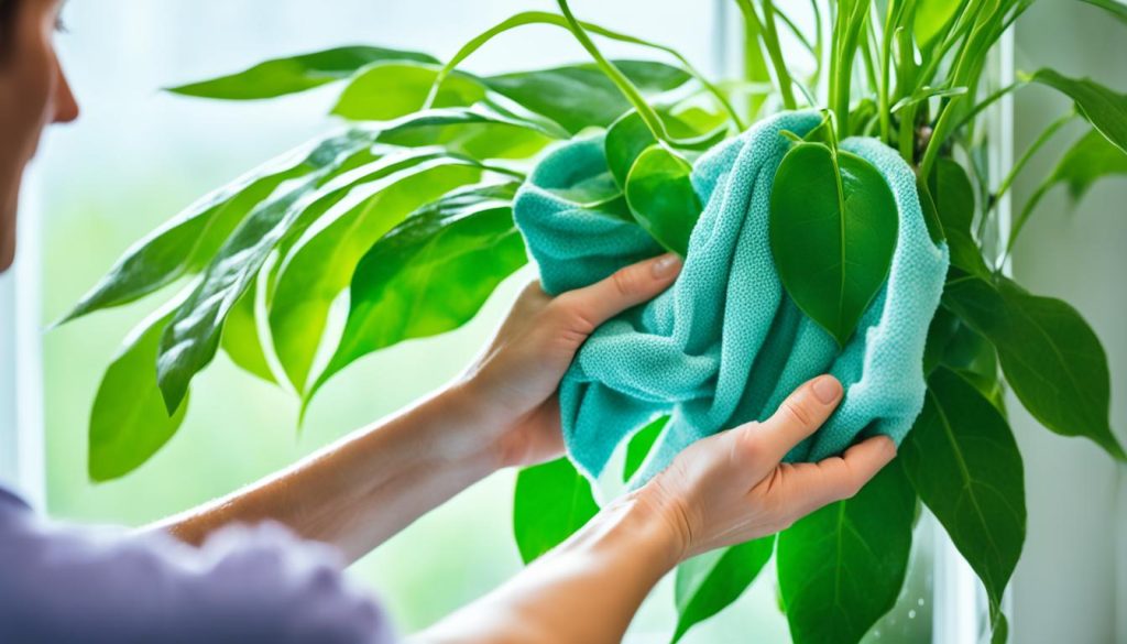 maintaining clean houseplant leaves