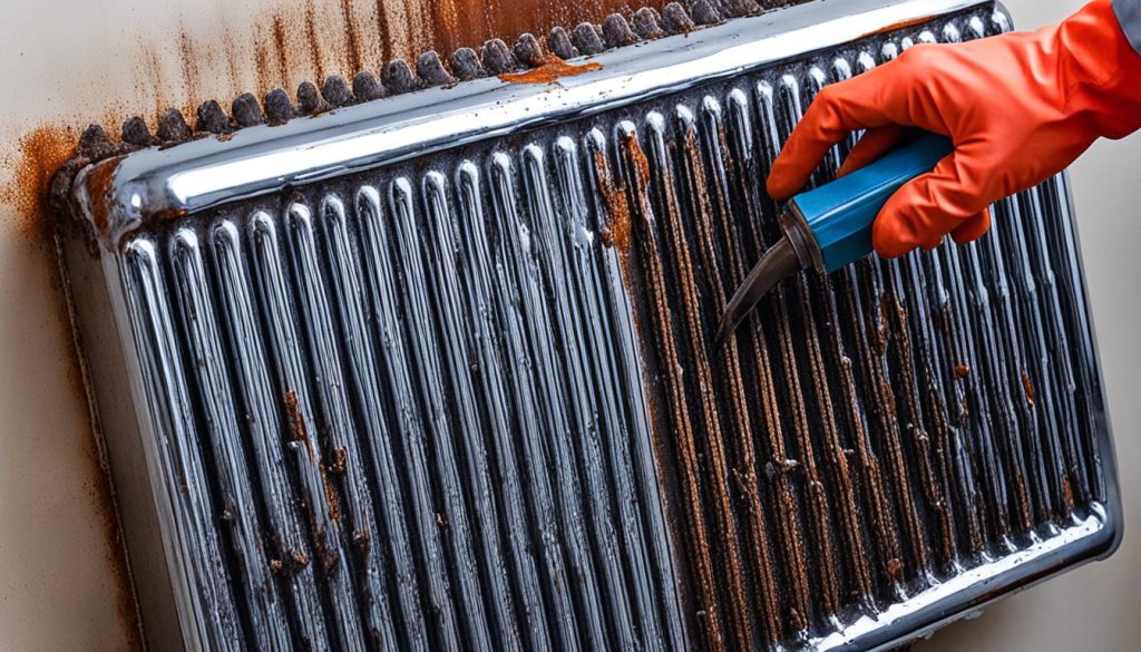 cleaning rusty radiator